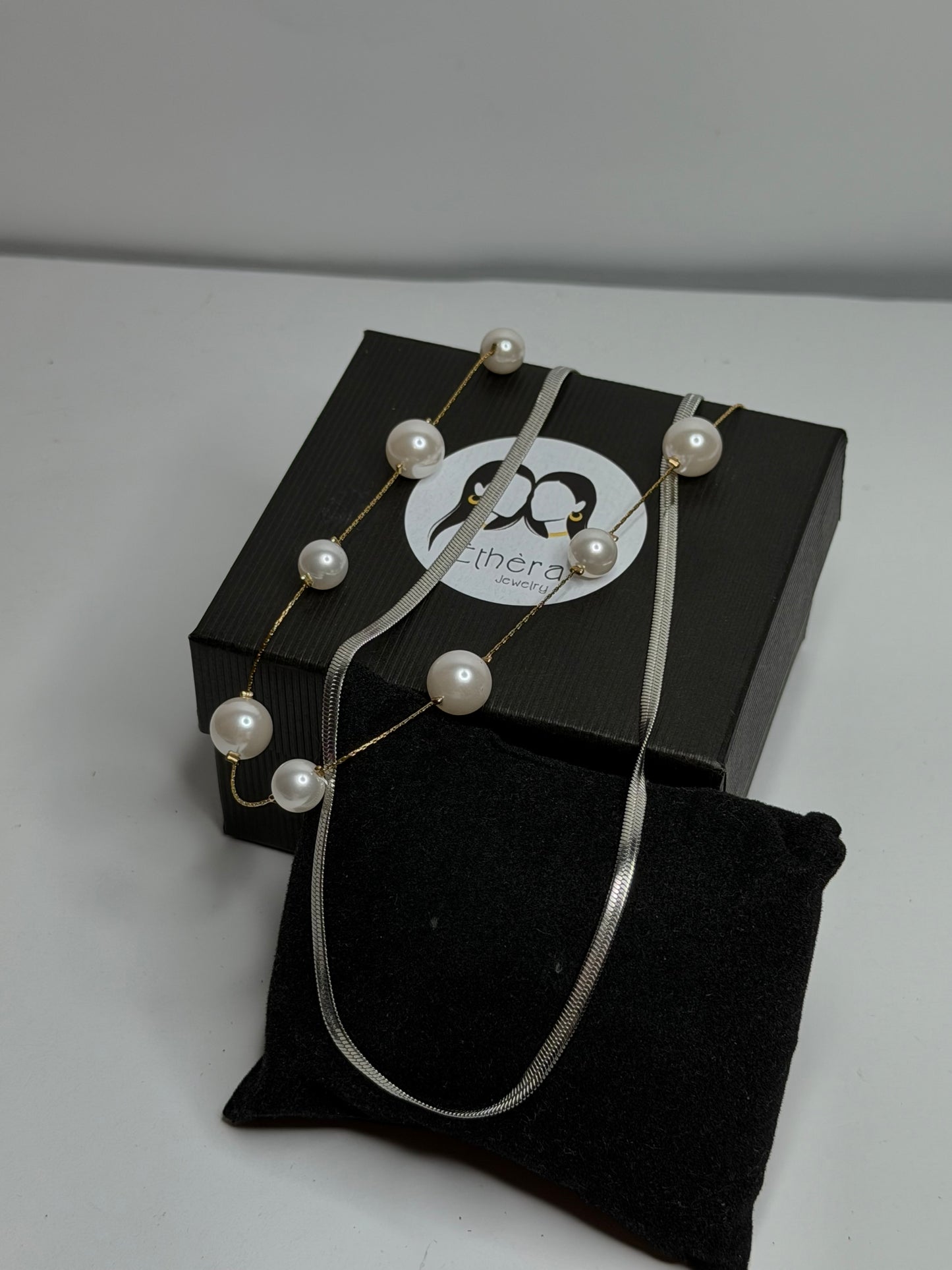 2 pc Chain with Pearls Neck