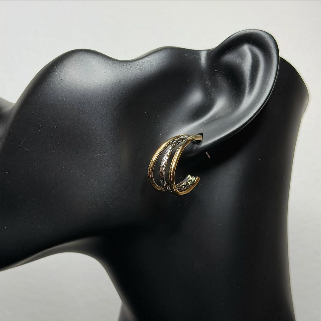 Σκουλαρίκια κρίκοι silver&gold