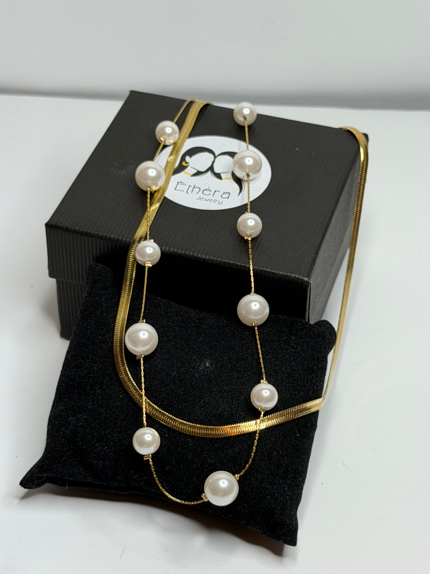 2 pc Chain with Pearls Neck