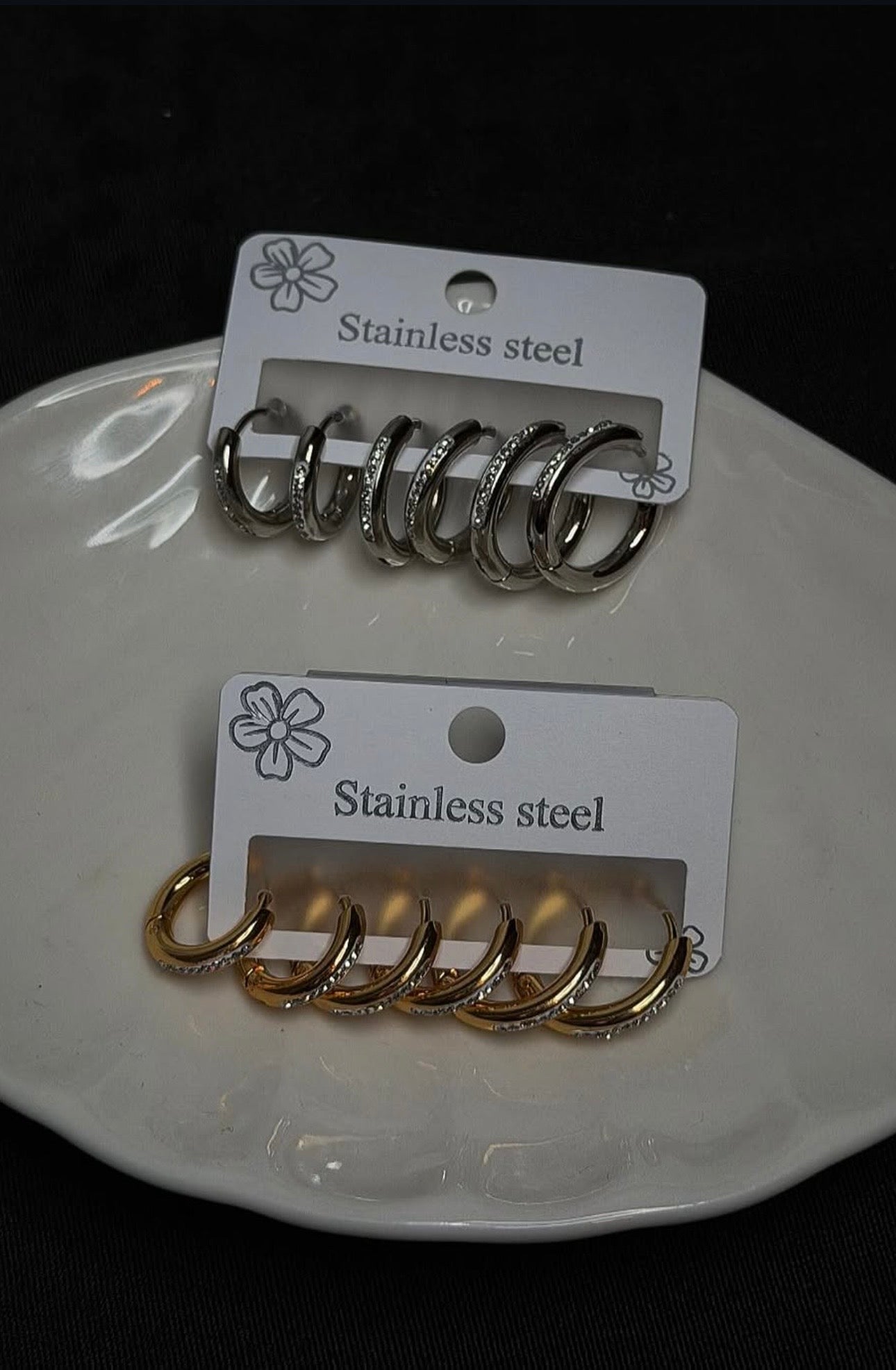 Σετ σκουλαρίκια κρίκοι stainless steel✨