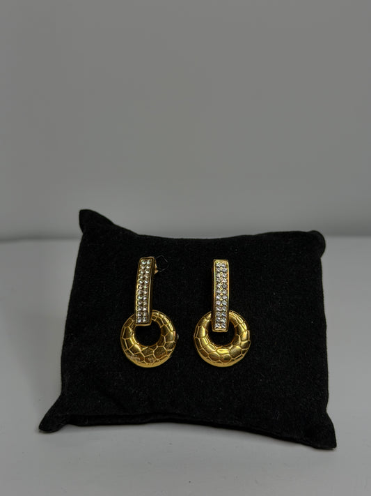 Σκουλαρίκια  gold στρογγυλά με zircon